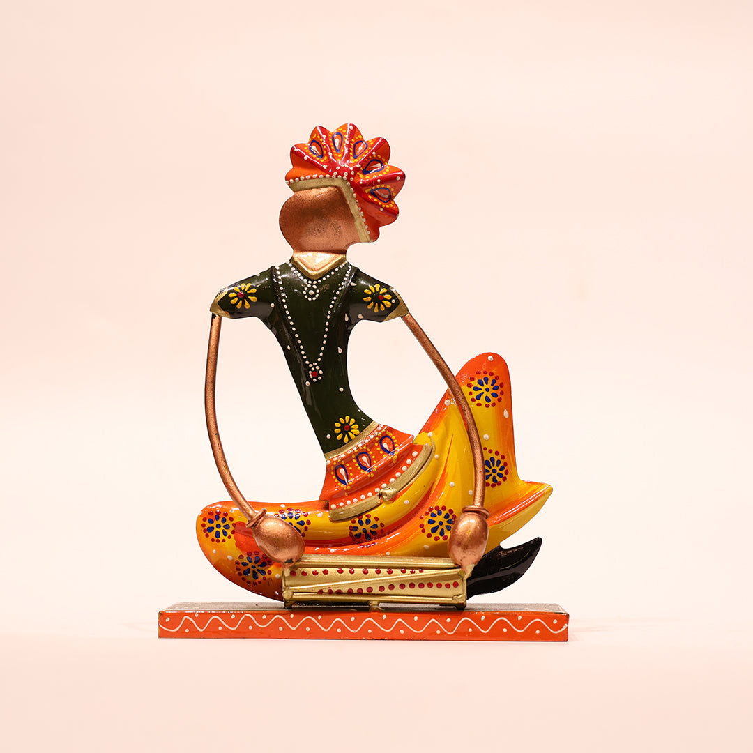Rajasthani Multicolor Decorative Metal Musician Men 3-Piece Set |