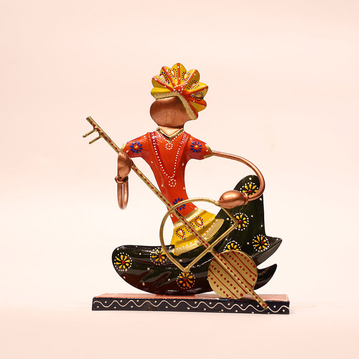 Rajasthani Multicolor Decorative Metal Musician Men 3-Piece Set |