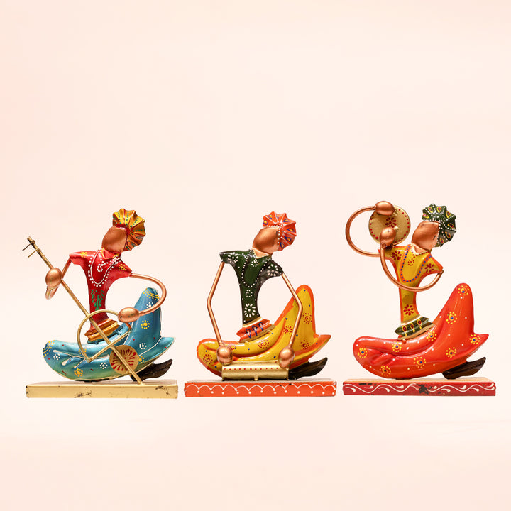 Rajasthani Musicians Handicraft Decorative Showpiece Set – 3 Pieces