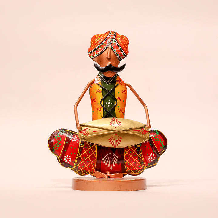 Tribal Rajasthani Sitting Male Musicians Set – 3 Pieces