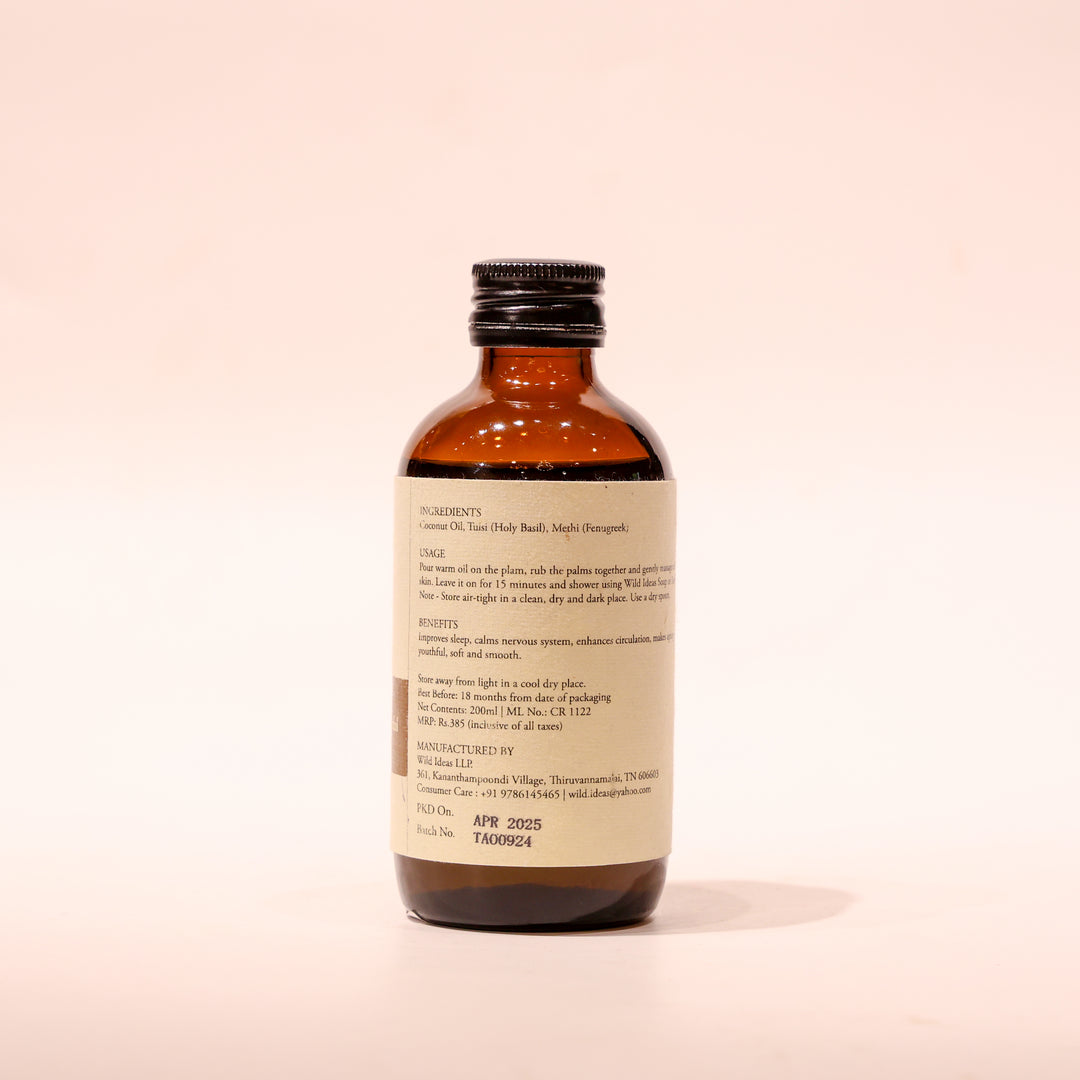 Tulasi Massage Oil – 200ml Bottle | Herbal Wellness Oil