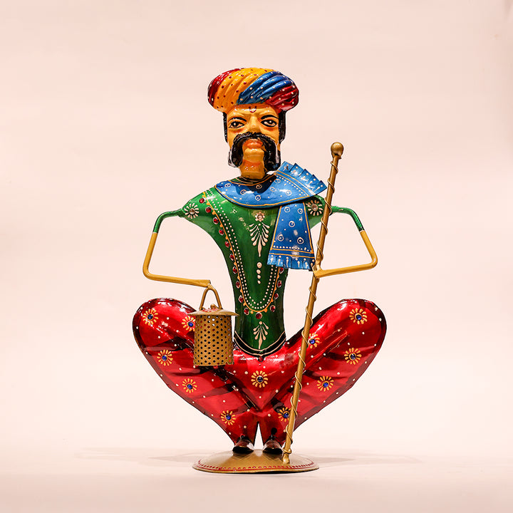 Iron Painted Sitting Musical Rajasthani Showpiece – 14 Inch