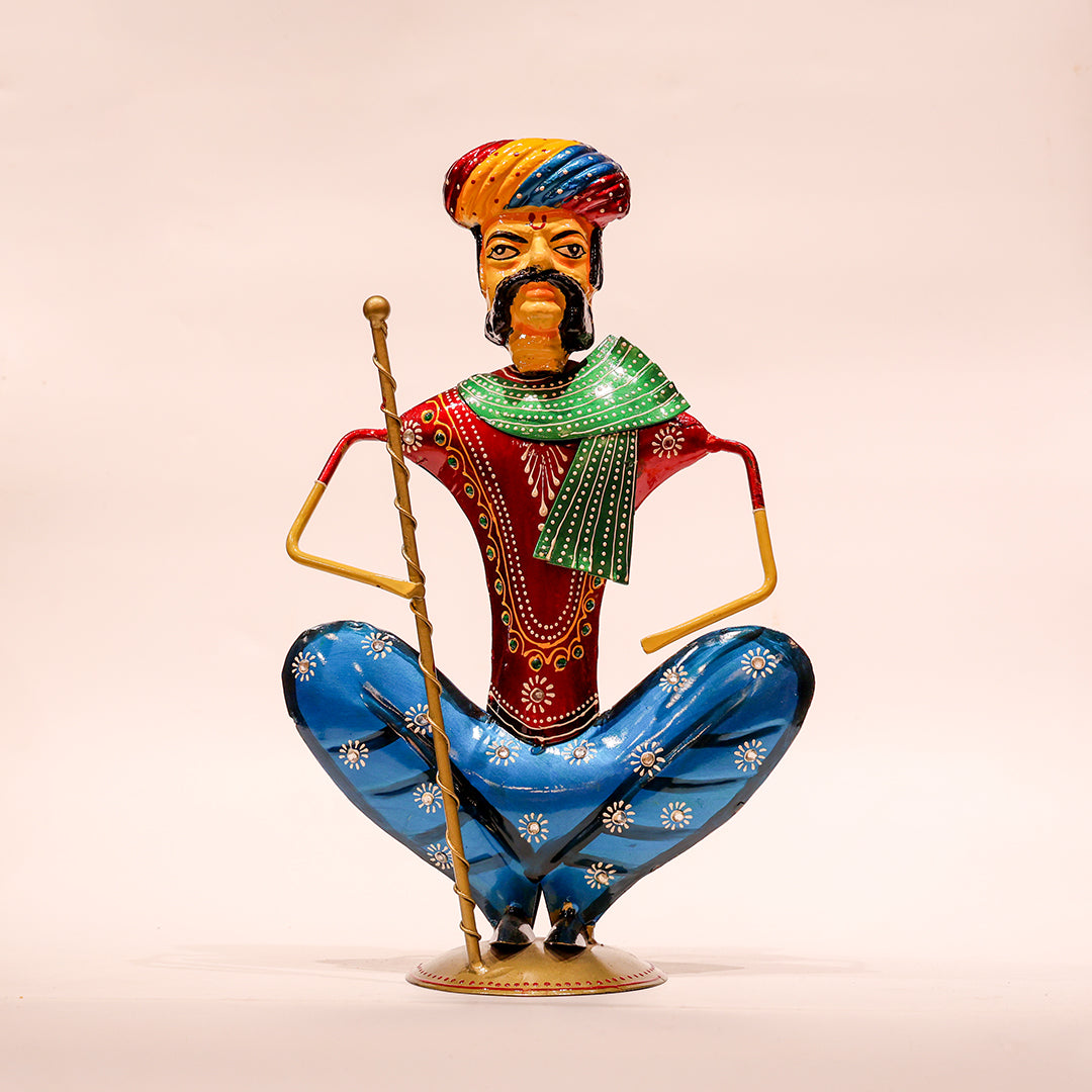 Iron Painted Sitting Musical Rajasthani Showpiece – 14 Inch