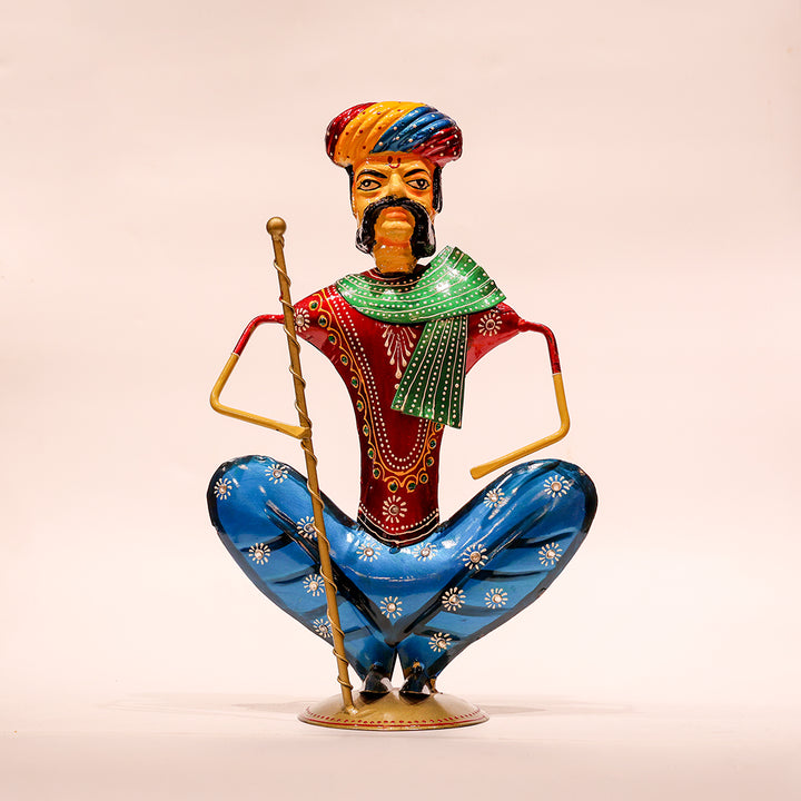 Iron Painted Sitting Musical Rajasthani Showpiece – 14 Inch