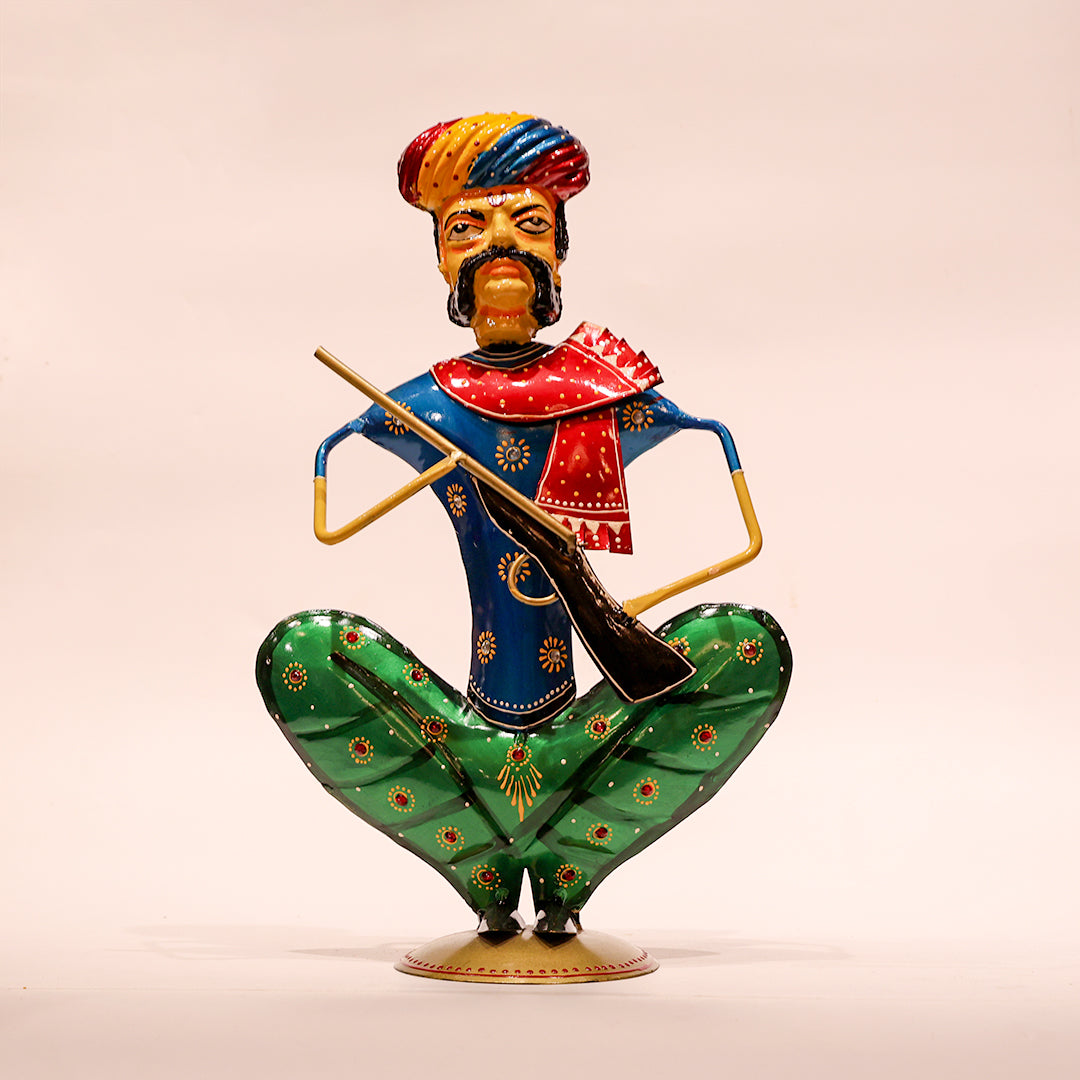 Iron Painted Sitting Musical Rajasthani Showpiece – 14 Inch