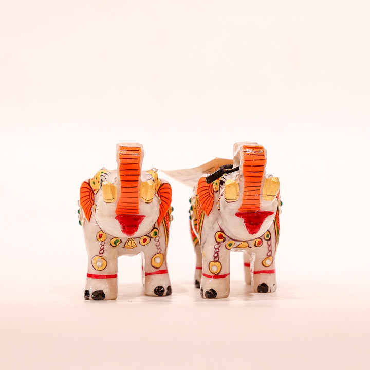 Marble Embossed Elephant Showpiece – Set of 2 |