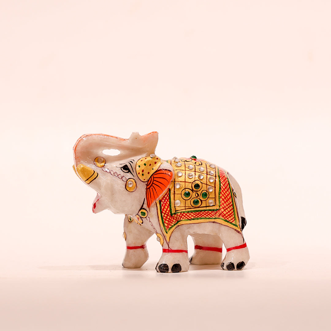 Marble Embossed Elephant Showpiece – Set of 2 |