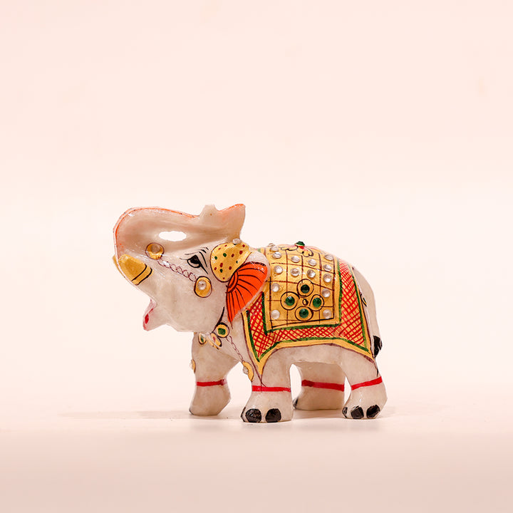 Marble Embossed Elephant Showpiece – Set of 2 |