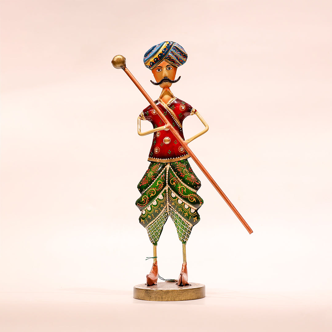 Warrior Showpiece – Set of 2 | 13 Inch Premium Iron Tabletop Figurines | Indian Traditional Décor