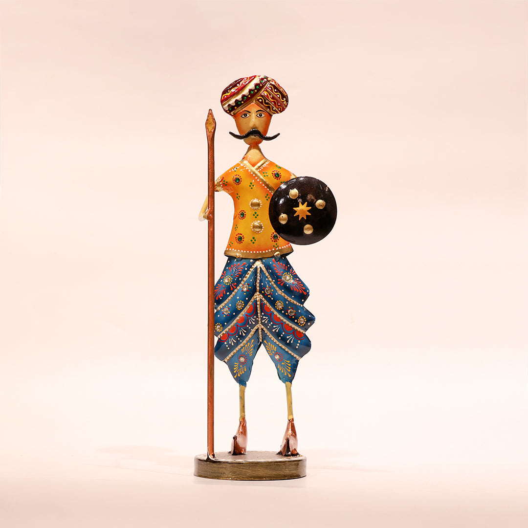 Warrior Showpiece – Set of 2 | 13 Inch Premium Iron Tabletop Figurines | Indian Traditional Décor