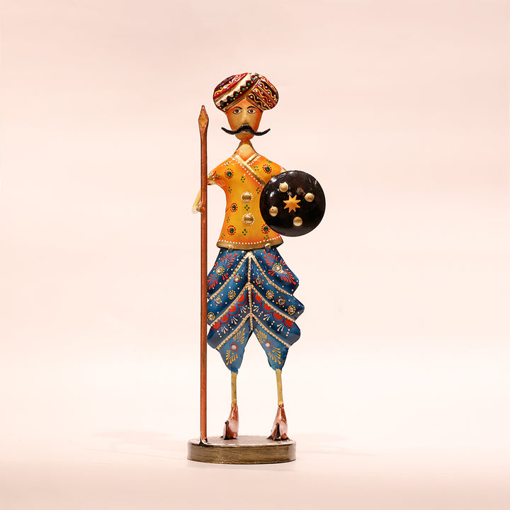 Warrior Showpiece – Set of 2 | 13 Inch Premium Iron Tabletop Figurines | Indian Traditional Décor