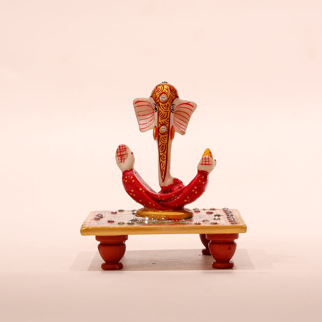 Handicrafts Ganesh Lambodar on Fancy White Marble Chowki