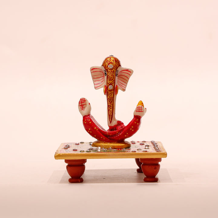 Handicrafts Ganesh Lambodar on Fancy White Marble Chowki