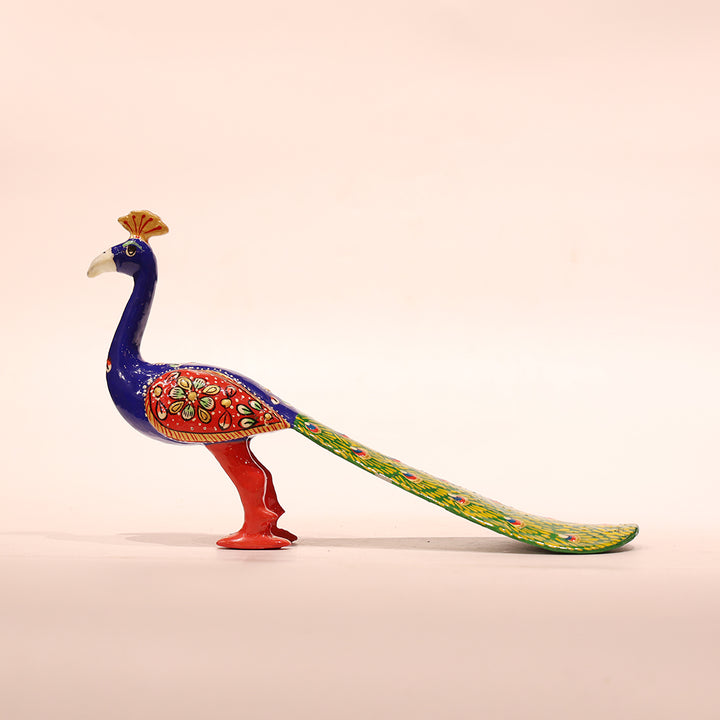 6" Meenakari Metal Painting – Green Peacock