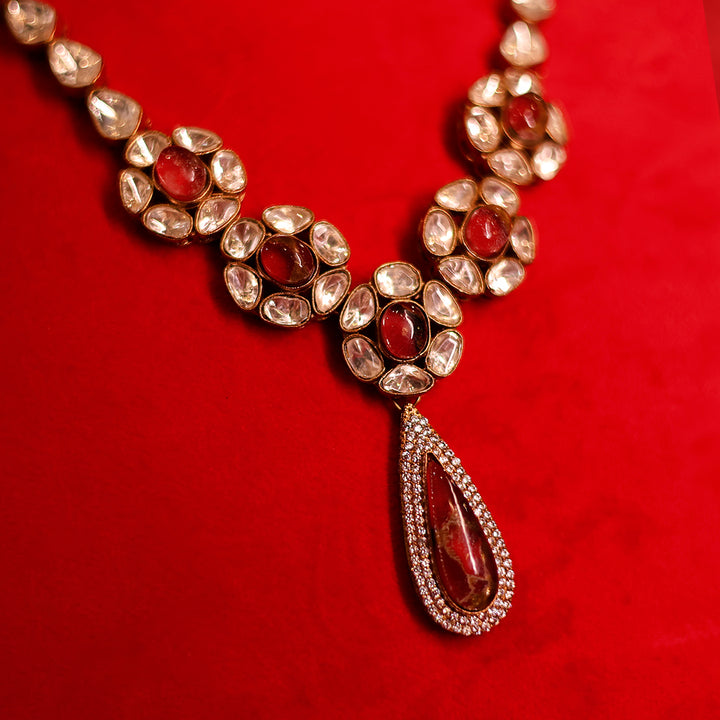 Elegant Kundan & Ruby Necklace Set