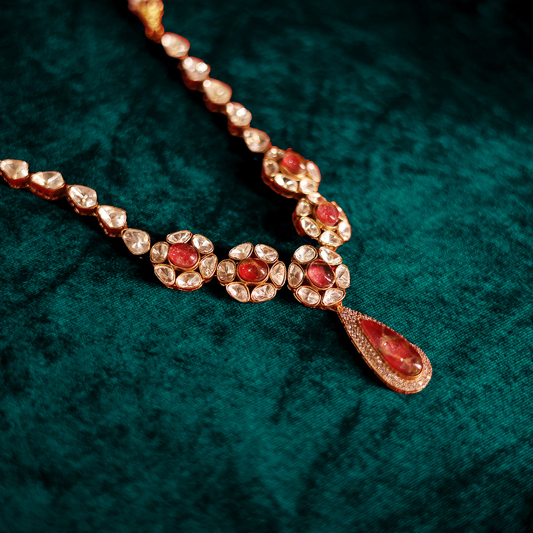 Elegant Kundan & Ruby Necklace Set