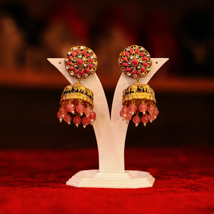 Traditional Kundan Necklace with Matching Jhumka Earrings