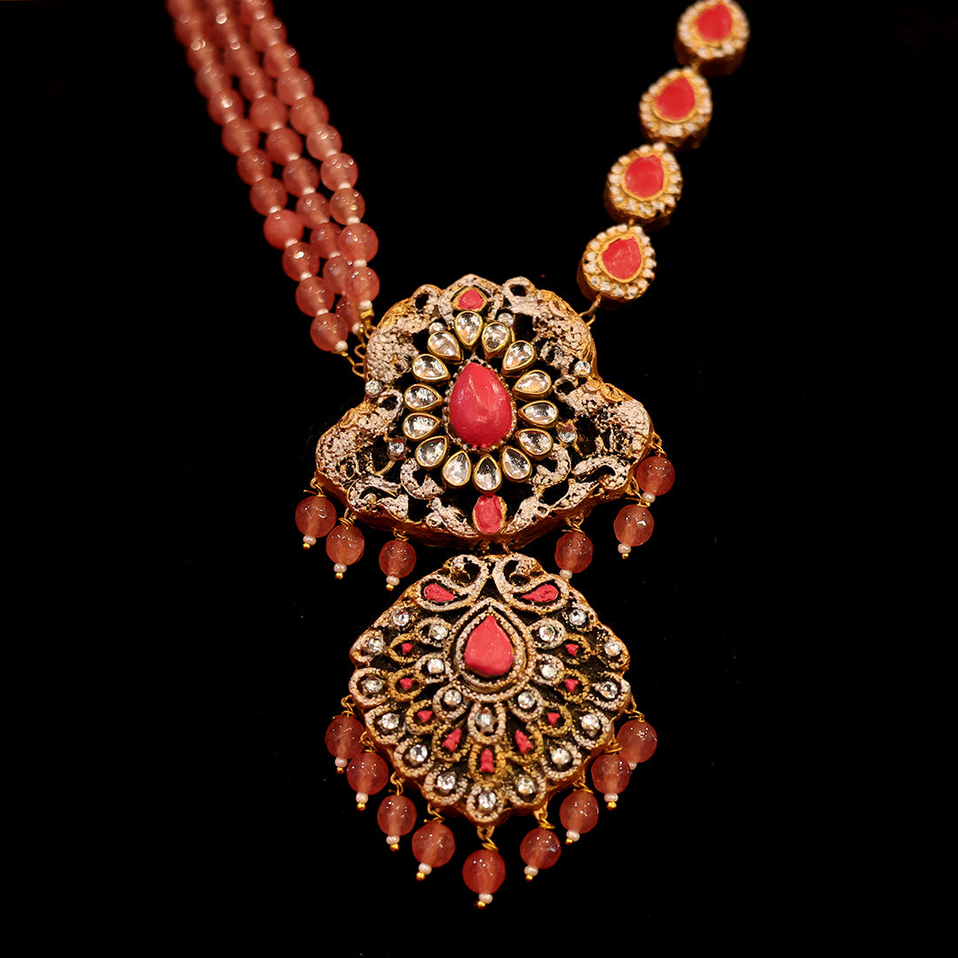 Traditional Kundan Necklace with Matching Jhumka Earrings