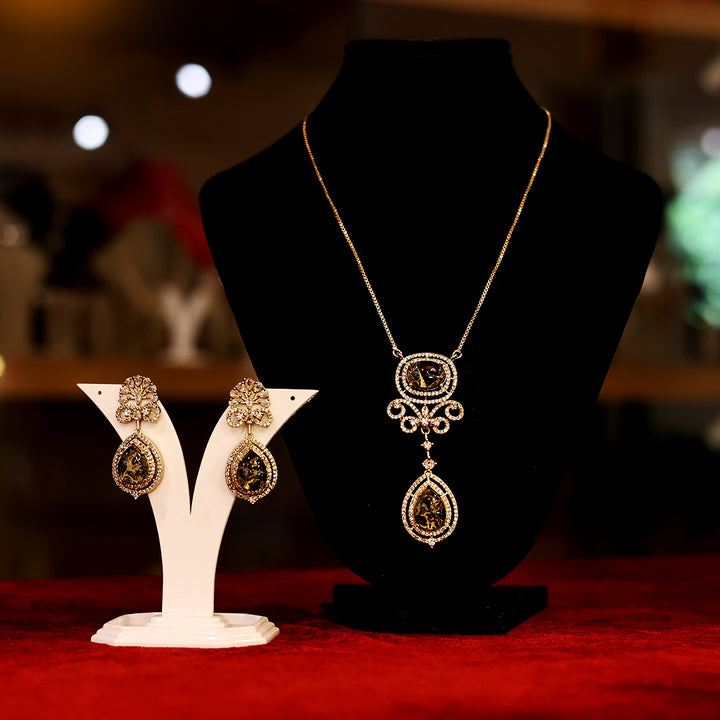 Elegant Designer Pendant Necklace Set with Matching Earrings