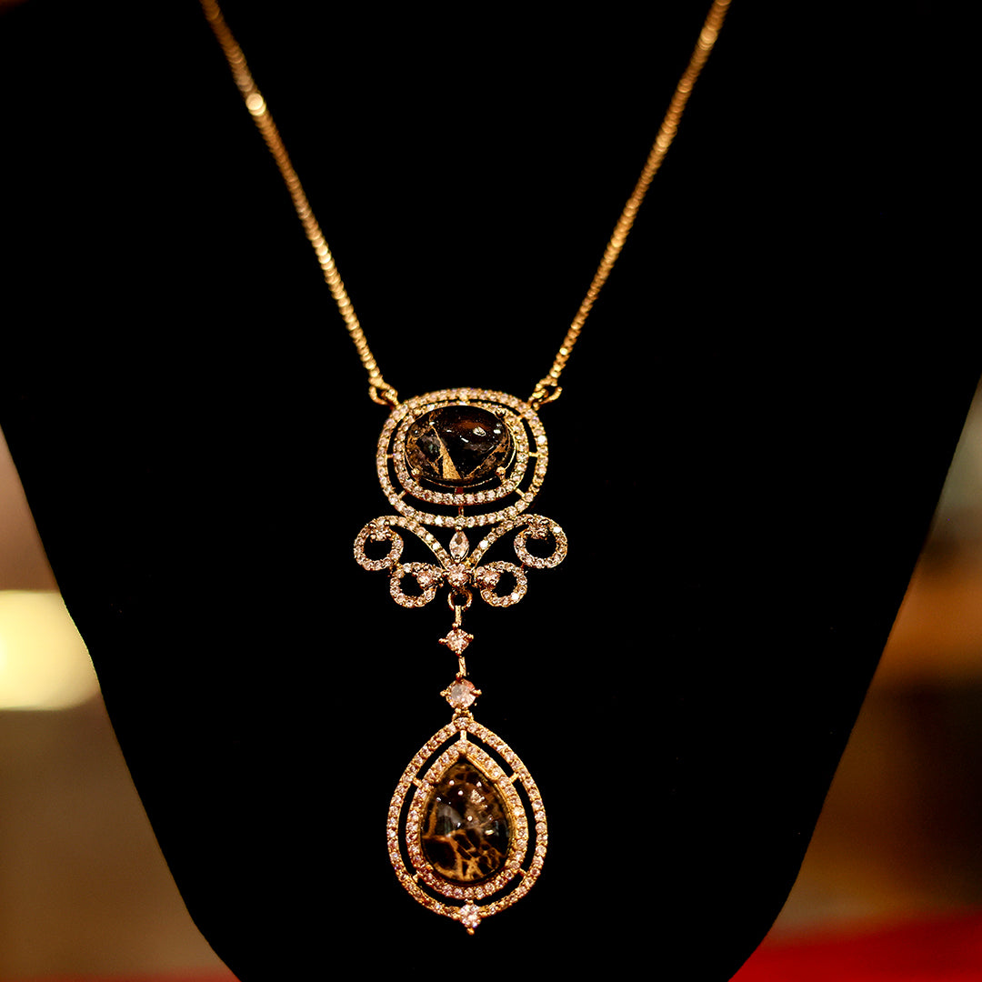 Elegant Designer Pendant Necklace Set with Matching Earrings