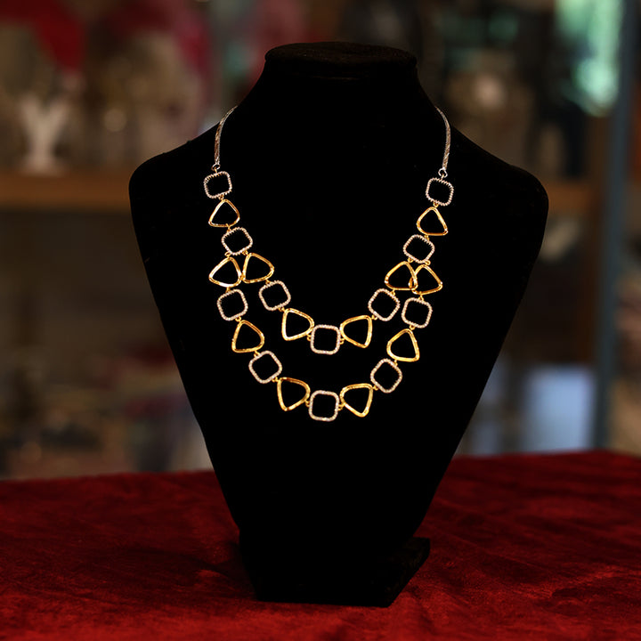 Dual Tone Geometric Necklace