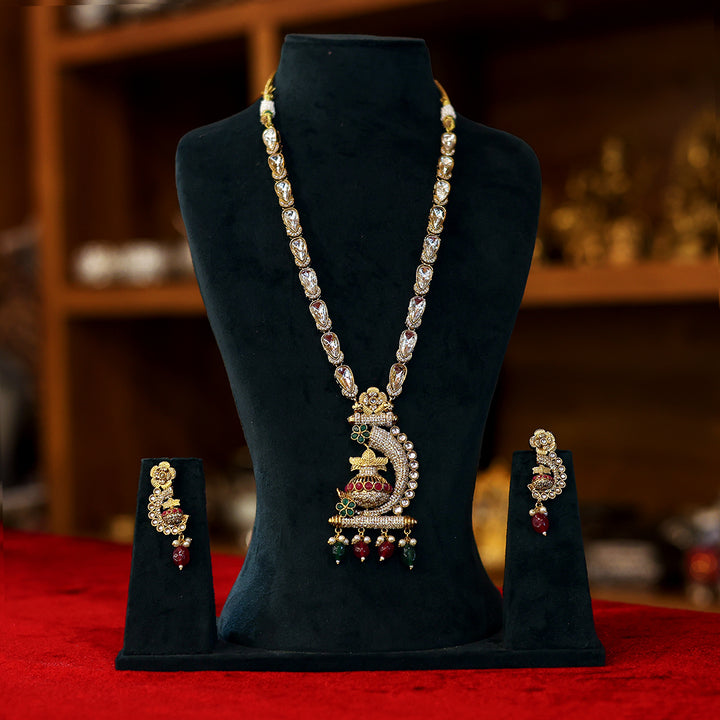 Traditional Peacock Design Kundan Necklace Set