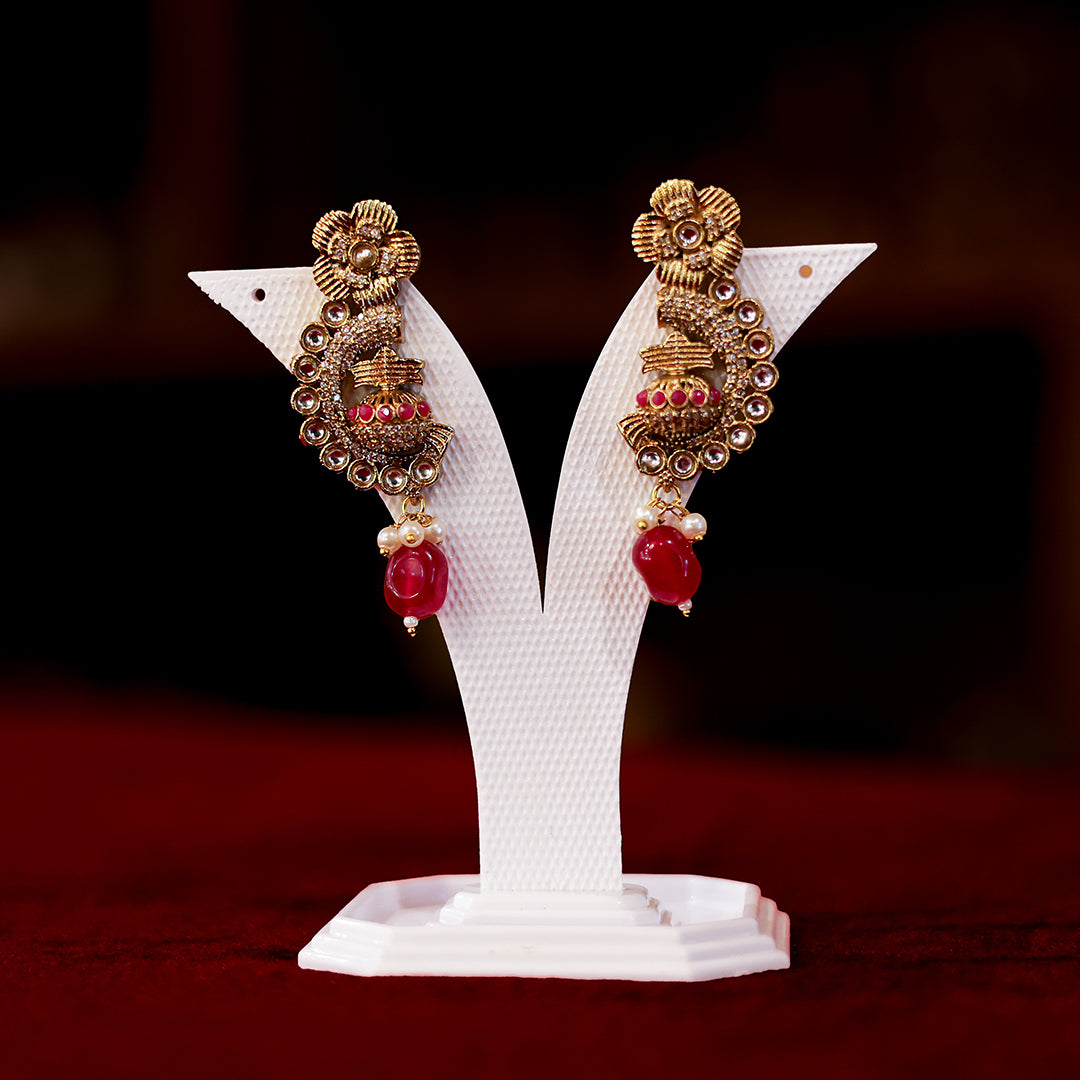 Traditional Peacock Design Kundan Necklace Set