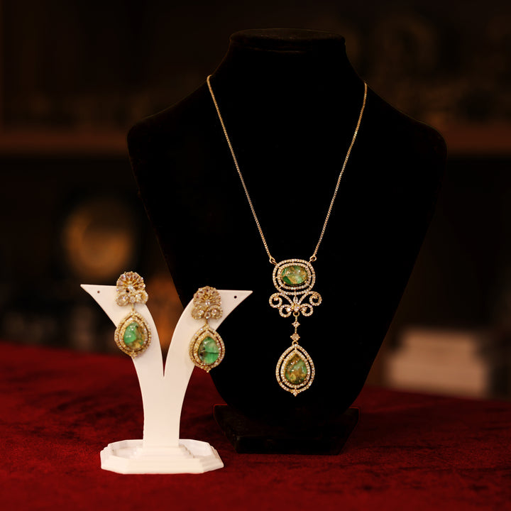 Elegant Designer Pendant Necklace Set with Matching Earrings