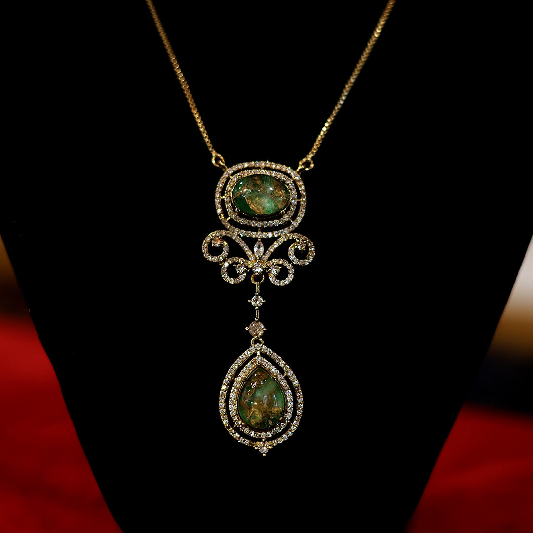 Elegant Designer Pendant Necklace Set with Matching Earrings