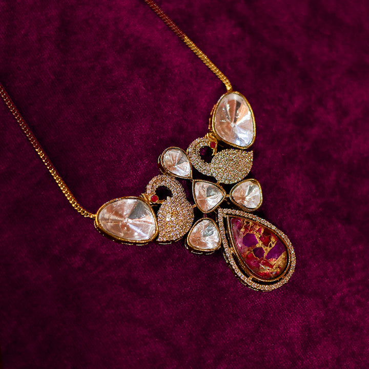 Red Stone Kundan Necklace Set