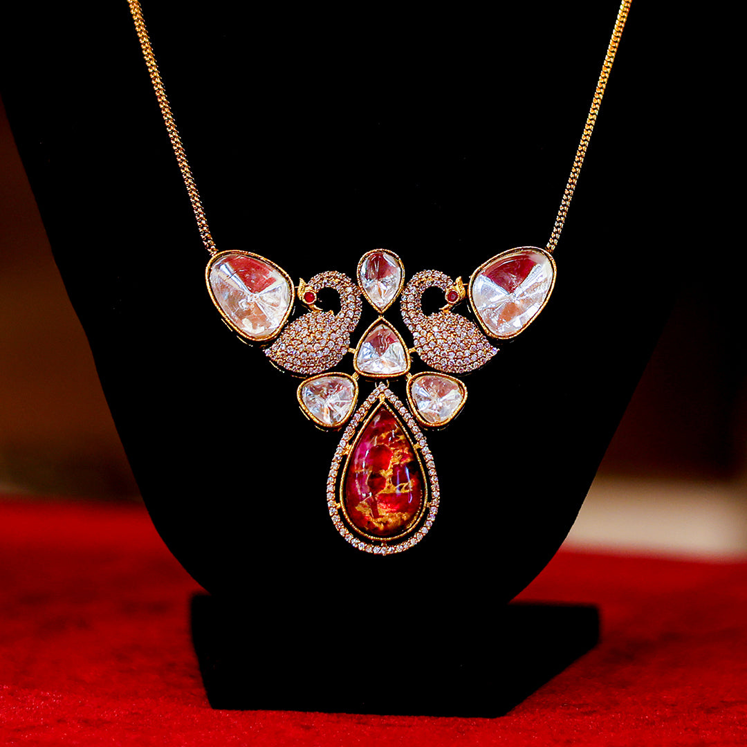 Red Stone Kundan Necklace Set