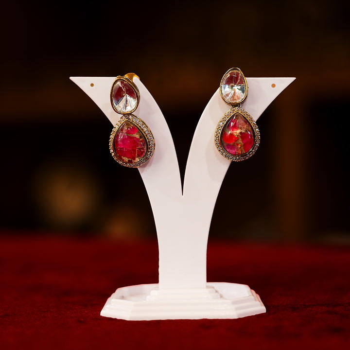 Red Stone Kundan Necklace Set