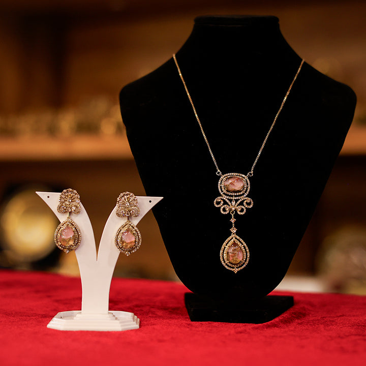 Elegant Designer Pendant Necklace Set with Matching Earrings