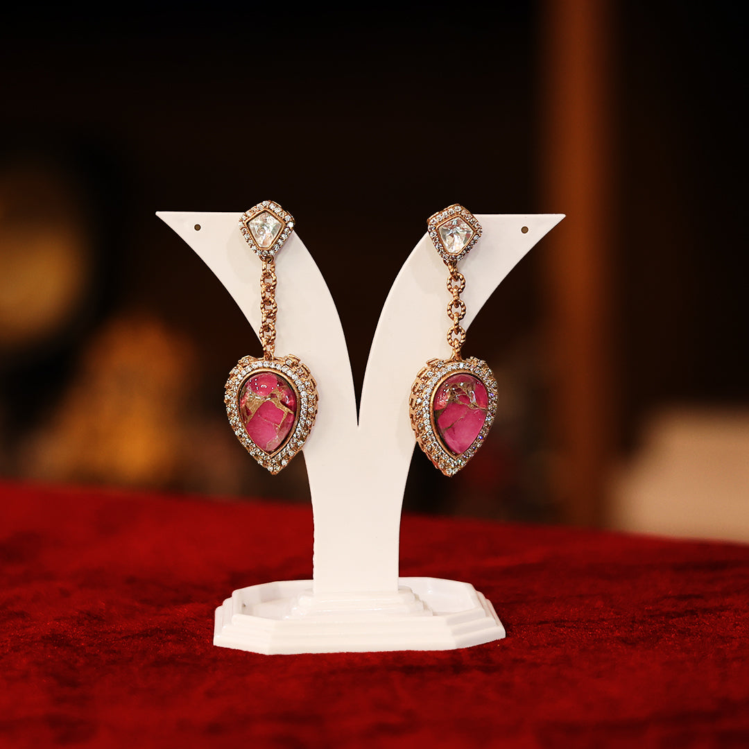 Pink Stone Kundan Necklace Set