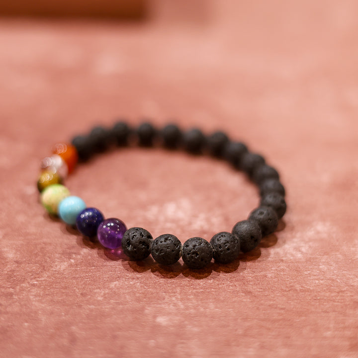 7 Chakra Lava Crystal Bracelet | Balance & Energy Healing