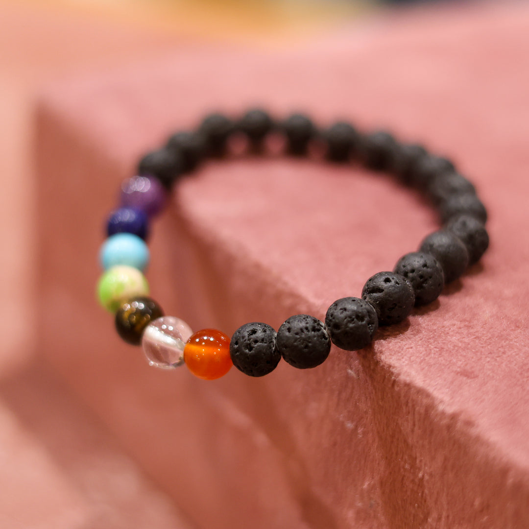 7 Chakra Lava Crystal Bracelet | Balance & Energy Healing