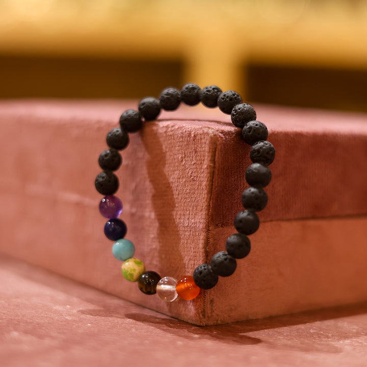 7 Chakra Lava Crystal Bracelet | Balance & Energy Healing