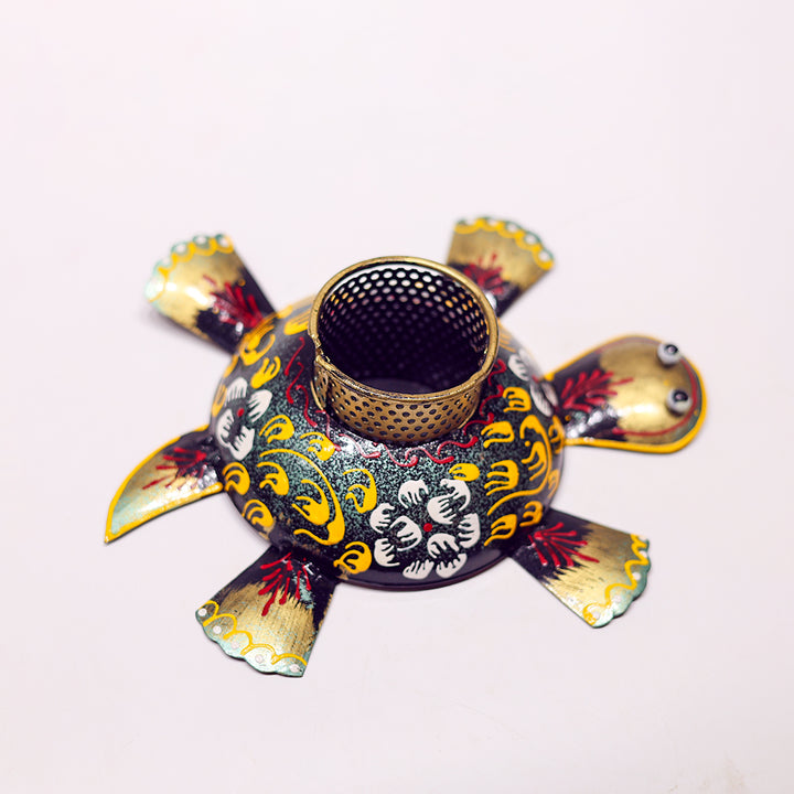 Hand-Painted Metal Tortoise Holder
