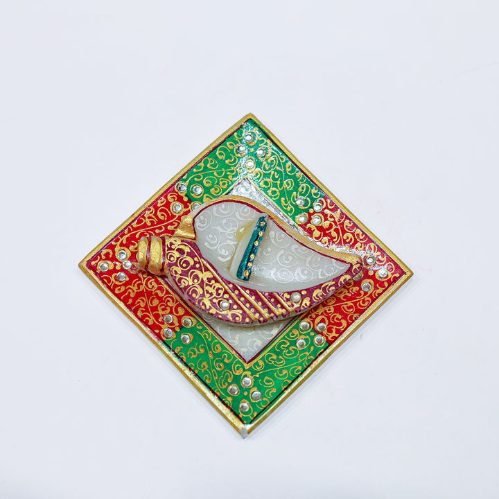 Marble Decorative Diya with Plate