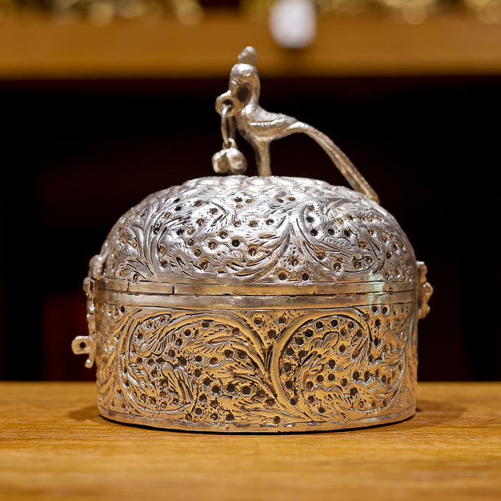 German Silver Floral Carved Box
