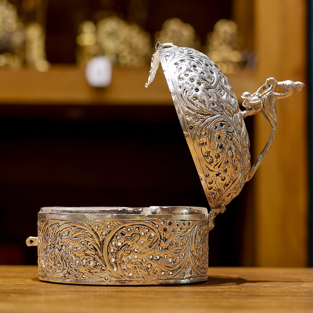 German Silver Floral Carved Box