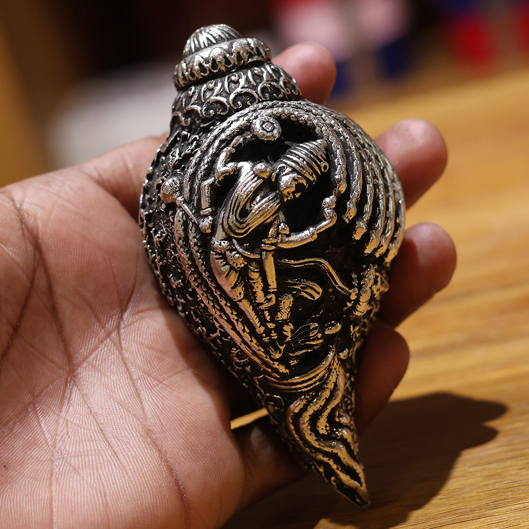 German Silver Shankh with Nataraja Carving