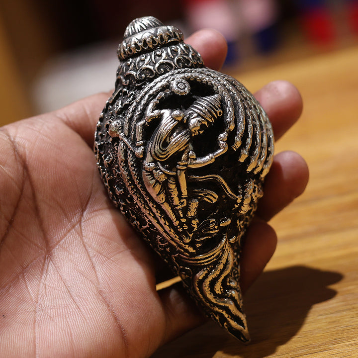 German Silver Shankh with Nataraja Carving