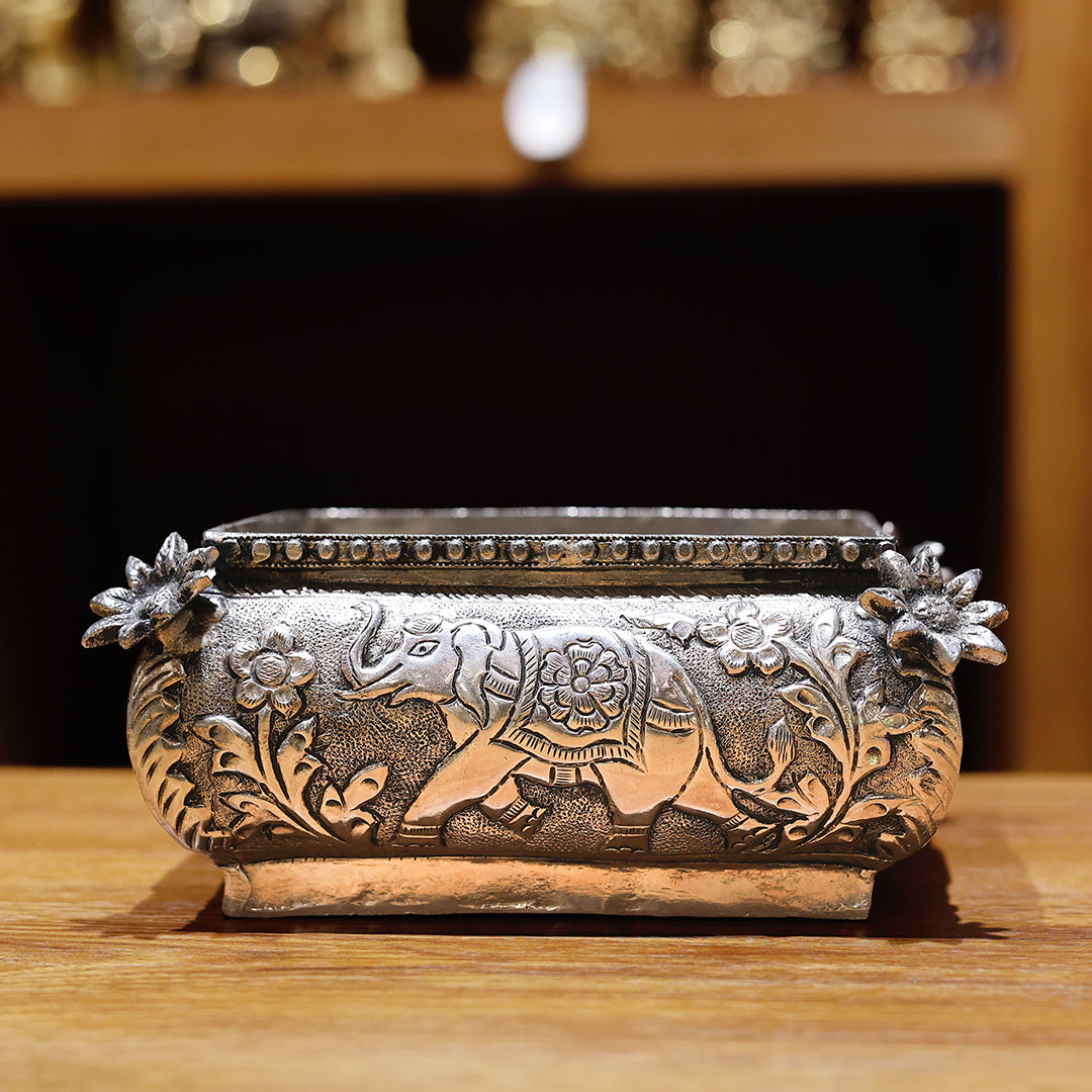 German Silver Square Bowl