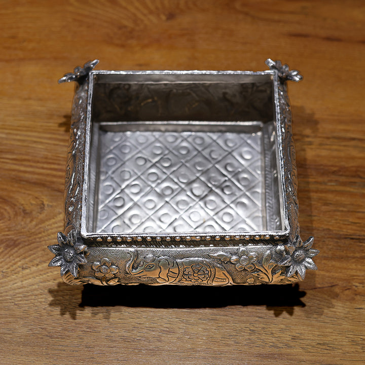 German Silver Square Bowl