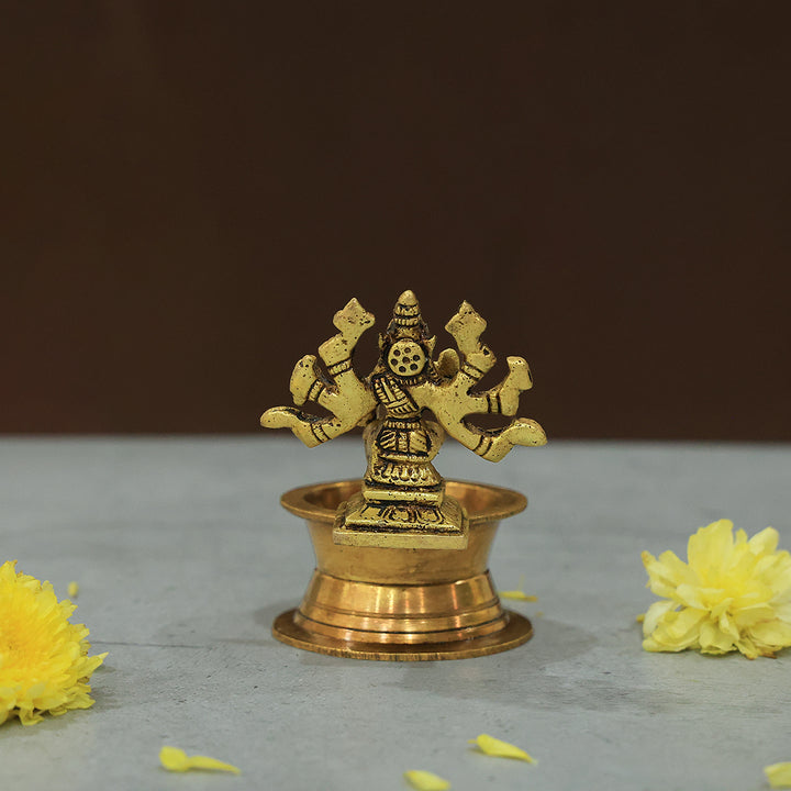3.5" Brass Standing Lamp - Varahi Amman Design