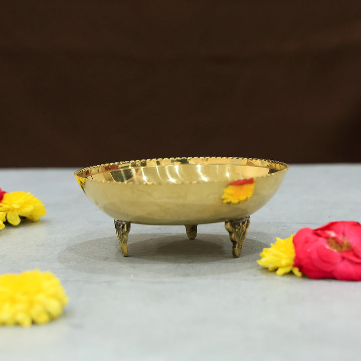 Wide Brass Plate with Design and Stand