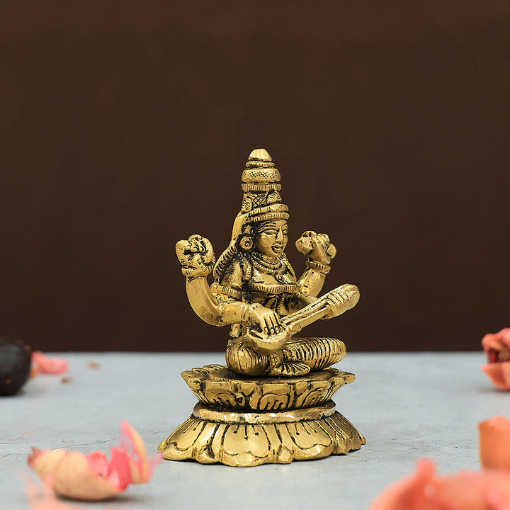 3.5" Brass Saraswathi Idol
