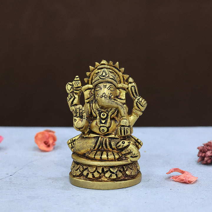 3" Brass Ganesha with Round Base