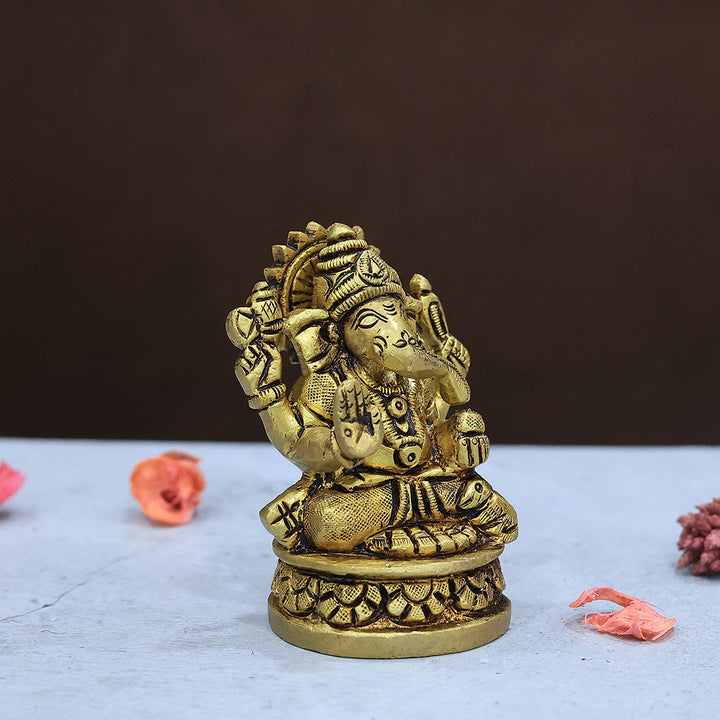 3" Brass Ganesha with Round Base